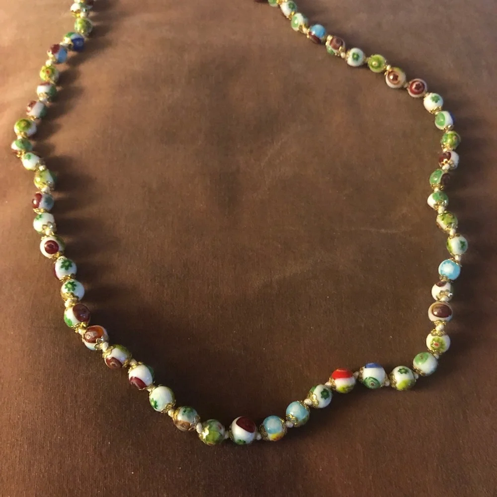 Murano Millefiori Glass Bead Necklace and Bracelet Set-120A $240 or $235 w/offer